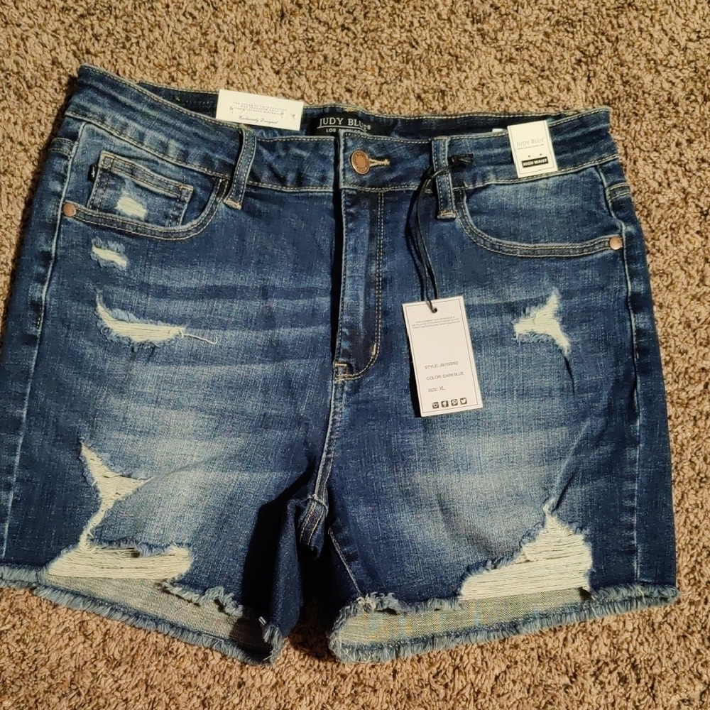 Judy Blue Women's Distressed Denim Shorts - Blue